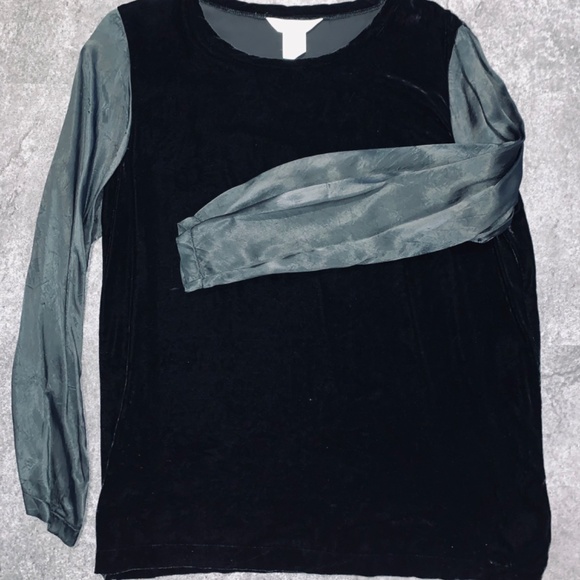 Vintage Comme des Garcons silk-blend velvet tunic with contrasting sleeves, L. - Picture 6 of 16